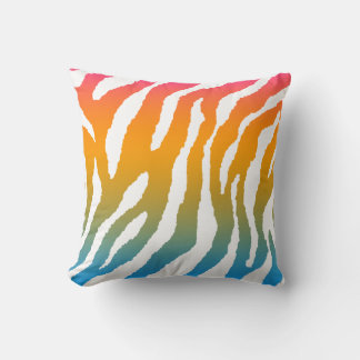 Corey Tiger 80s Vintage Neon Animal Stripes Throw Pillow