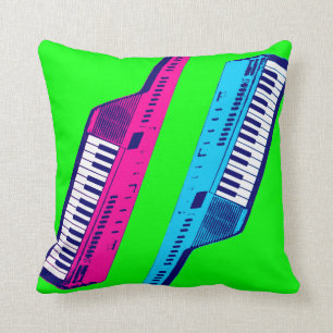 Corey Tiger 80s Vintage Neon Keytar Throw Pillow
