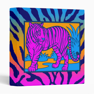 Corey Tiger 80s Vintage Neon Pink Tiger Jungle 3 Ring Binder