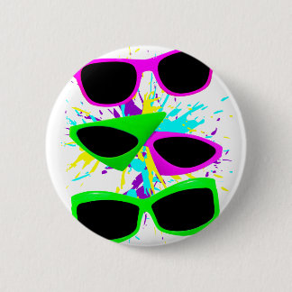 Corey Tiger 80s Vintage Neon Sunglasses Splatter Pinback Button