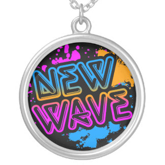 Corey Tiger 80s Vintage New Wave Neon Splatter Silver Plated Necklace