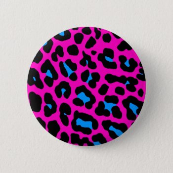Corey Tiger 80s Vintage Pink Leopard Button by COREYTIGER at Zazzle