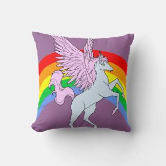 Corey Tiger 80s Vintage Rainbow Unicorn Throw Pillow
