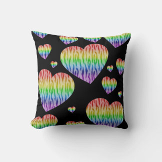 Corey Tiger 80s Vintage Rainbow Valentine Hearts Throw Pillow