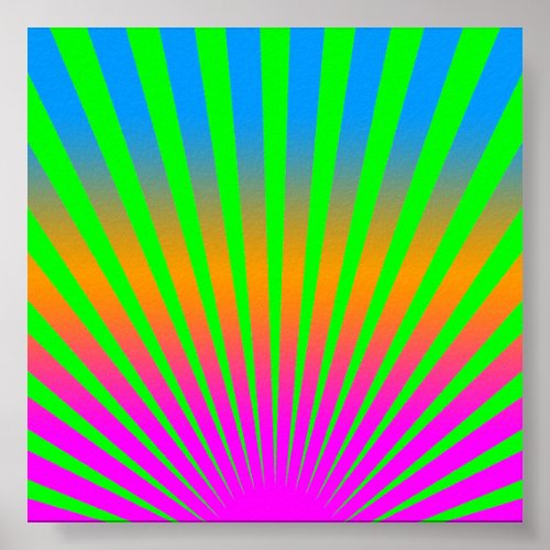 Corey Tiger 80s Vintage Rising Sun Stripes Poster