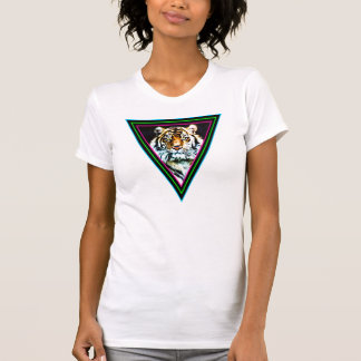 Corey Tiger 80s Vintage Tiger Face Neon Triangles T-Shirt