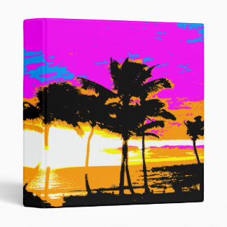 Corey Tiger 80s Vintage Tropical Palm Trees Sunset 3 Ring Binder