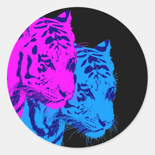 Corey Tiger 80s Vintage Twin Tigers Classic Round Sticker