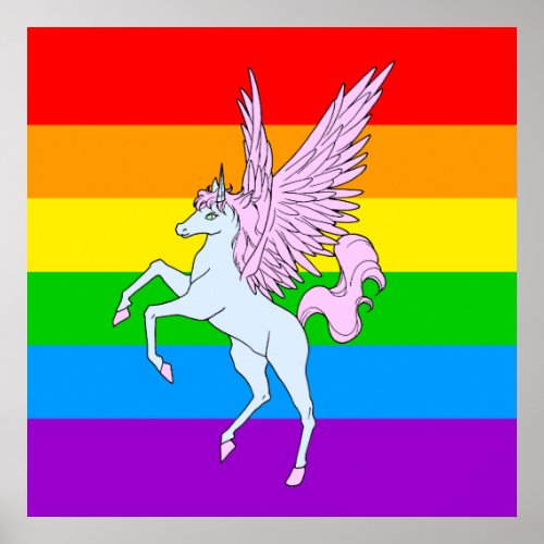 Corey Tiger 80s Vintage Unicorn Rainbow Poster