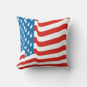 Corey Tiger 80s Vintage Waving US American Flag Throw Pillow
