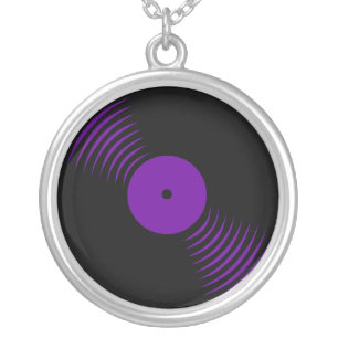 Corey Tiger 80s Vinyl Record Necklace (Purple)
