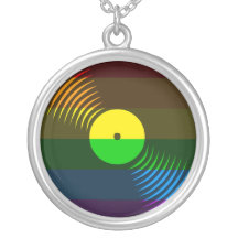 Corey Tiger 80s Vinyl Record Necklace (Rainbow)