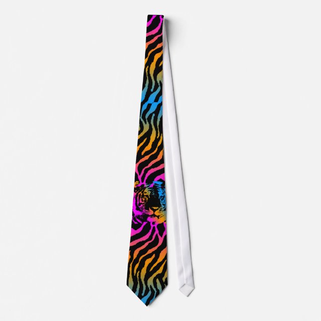COREY TIGER NEW WAVE STRIPE TIGER FACE TIE (Front)