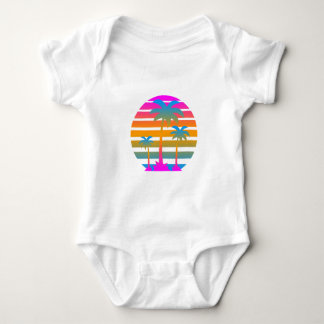 COREY TIGER RETRO SUNSET PALM TREES BABY BODYSUIT
