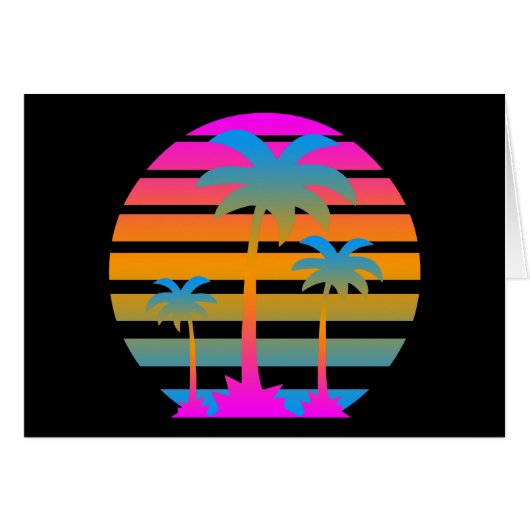 COREY TIGER RETRO SUNSET PALM TREES CARDS (Front Horizontal)
