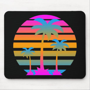 COREY TIGER RETRO SUNSET PALM TREES MOUSE PAD