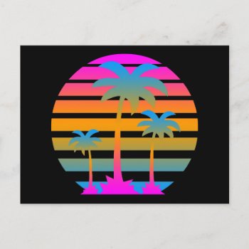 Corey Tiger Retro Sunset Palm Trees Postcard by COREYTIGER at Zazzle