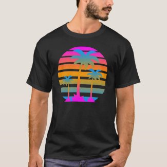 Corey Tiger Retro Sunset Palms Tee for Men