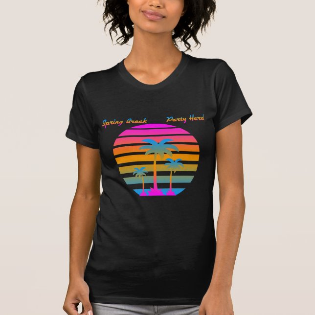 COREY TIGER RETRO SUNSET SPRING BREAK PARTY HARD T-Shirt (Front)