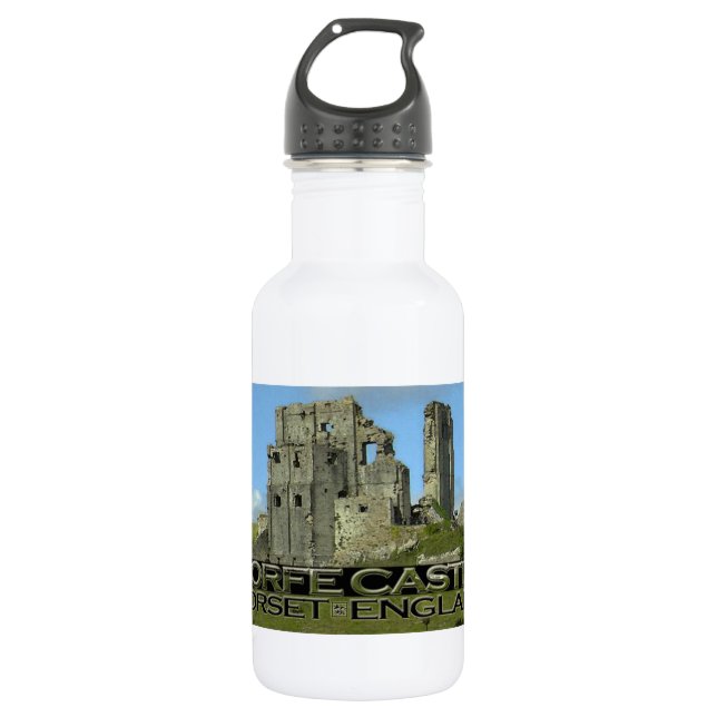 Corfe Castle Stainless Steel Water Bottle (Front)