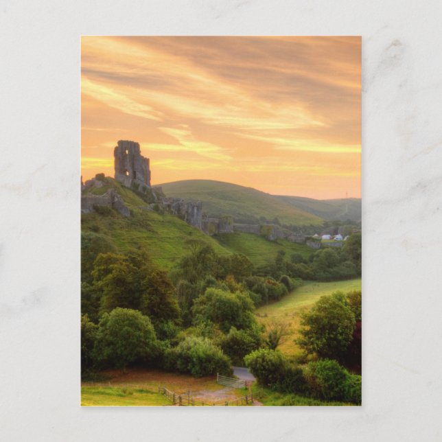 Corfe Castle Sunrise Postcard (Front)