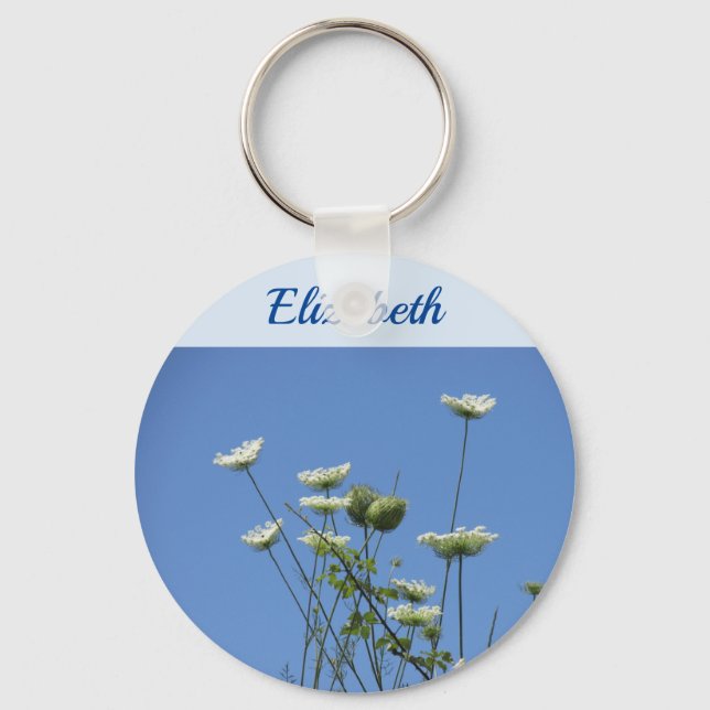 Corfu Cream Wildflowers Button Keychain (Front)