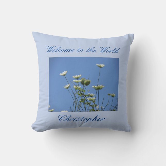 Corfu Cream Wildflowers Nursery Throw Pillow (Front)
