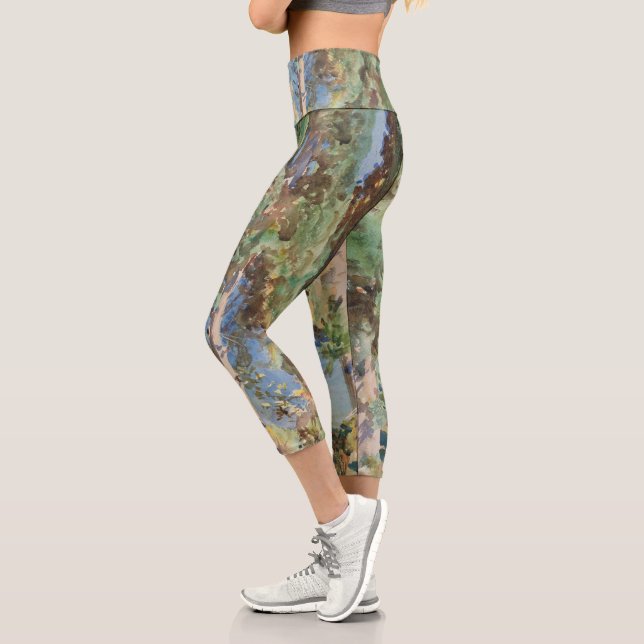 Corfu Cypresses by John Singer Sargent Capri Leggings (Left)