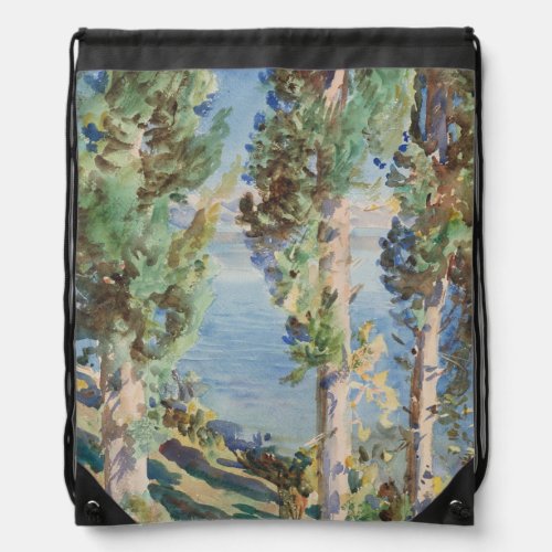 Corfu Cypresses by John Singer Sargent Drawstring Bag