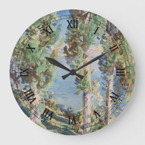 Corfu Cypresses by John Singer Sargent Large Clock