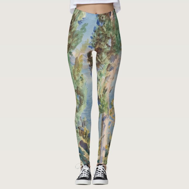 Corfu Cypresses by John Singer Sargent Leggings (Front)