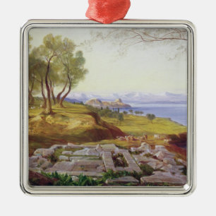 Corfu from Ascension, c.1856-64 (oil on canvas) Metal Ornament