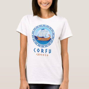 Corfu, Greece Greek Ship Design Women's T-Shirt