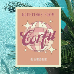 Corfu Greece Retro Vintage Party Postcard