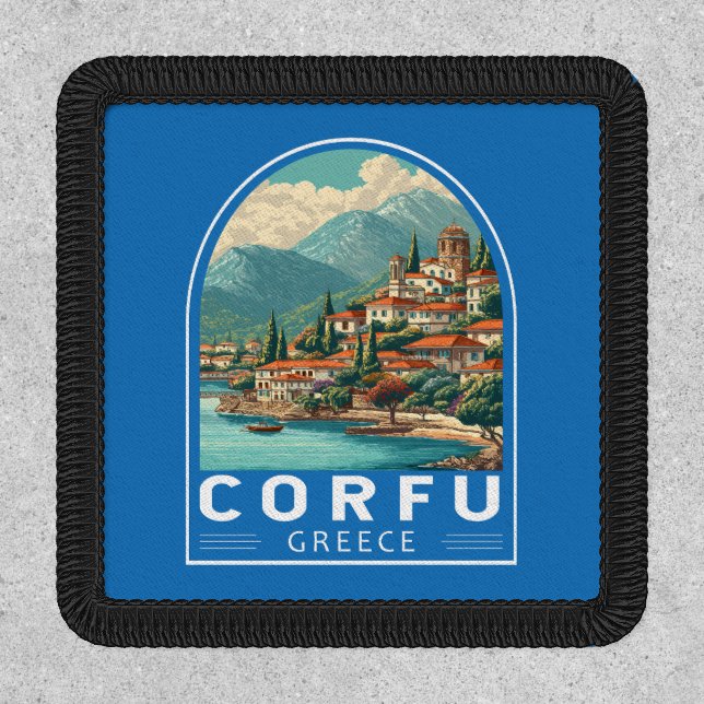 Corfu Greece Travel Art Emblem Patch (Front)