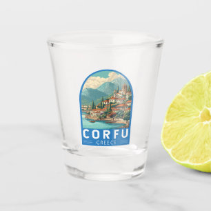 Corfu Greece Travel Art Emblem Shot Glass