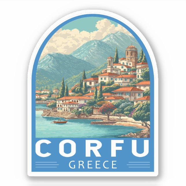 Corfu Greece Travel Art Emblem Sticker (Front)