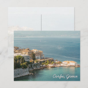 Corfu Old Town coastal view, Greece travel Postcard