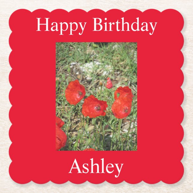 Corfu Red Poppies Paper Coaster (Front)