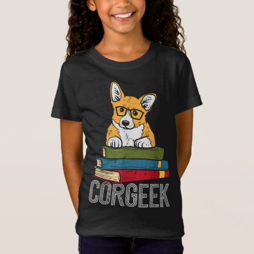 Corgeek Book Lover Welsh Corgi Funny Nerd Dog Love T_Shirt