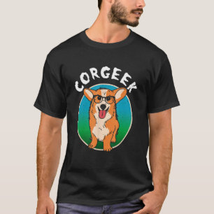 Corgeek Cute Corgi Geek Dog Pun Bookworm Book Read T-Shirt