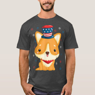 Corgi 4th of July American Puppy USA Dog Corgi Lov T-Shirt