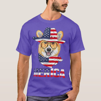 Corgi 4th of July Merica Corgi Dog USA Flag Indepe T-Shirt