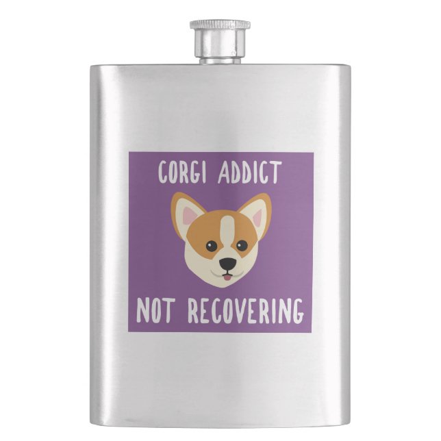 Corgi Addict Not Recovering Flask (Front)