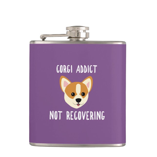 Corgi Addict Not Recovering Flask (Front)