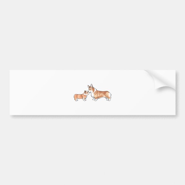 CORGI ADULT AND PUP BUMPER STICKER (Front)