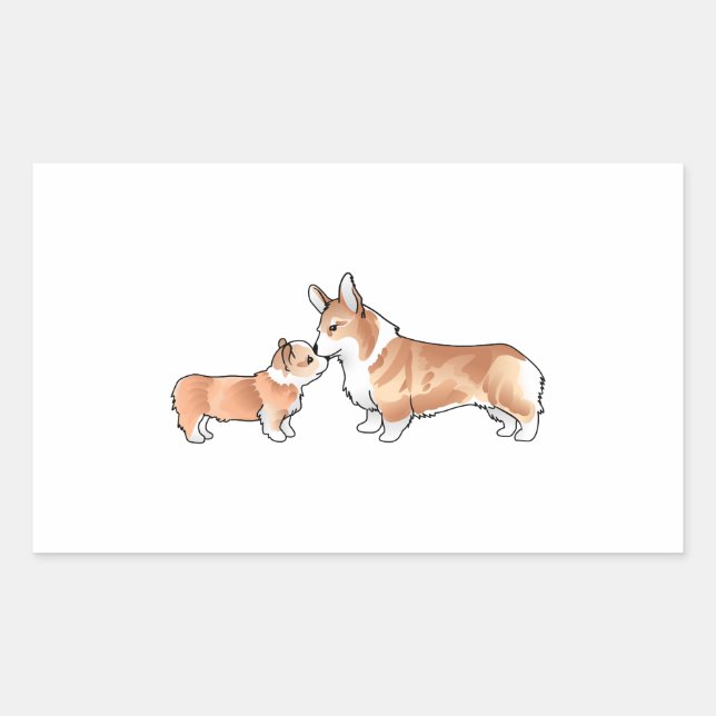 CORGI ADULT AND PUP RECTANGULAR STICKER (Front)