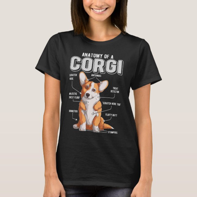 Corgi Anatomy Funny Dog T-Shirt (Front)