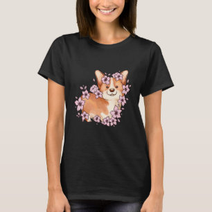 Corgi and corgi with sakura and cherry blossom 5 T-Shirt
