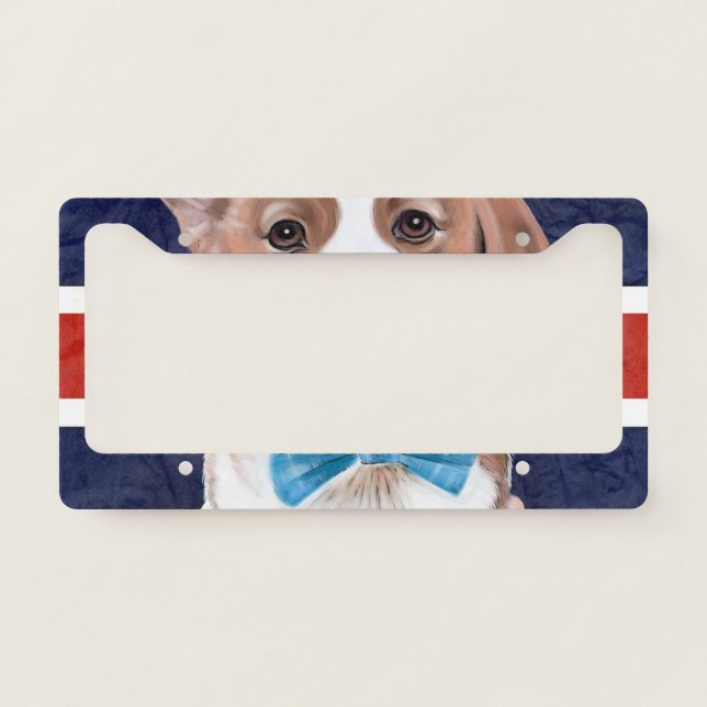 Corgi And English Flag License Plate Frame (Front)
